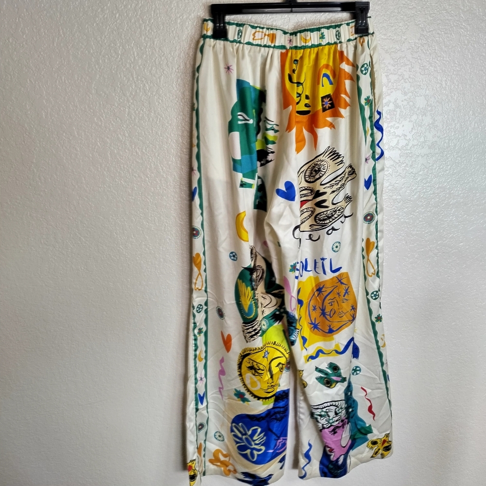 Commense Graphic Print Wide Leg Pants Sz M - Picture 7 of 10
